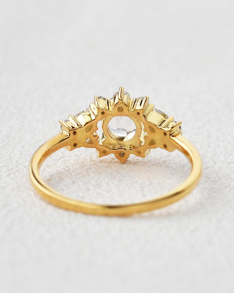 Round Cut Morganite Vintage Inspied Yellow Gold Ring - Felicegals 丨Wedding ring 丨Fashion ring 丨Diamond ring 丨Gemstone ring--Felicegals 丨Wedding ring 丨Fashion ring 丨Diamond ring 丨Gemstone ring