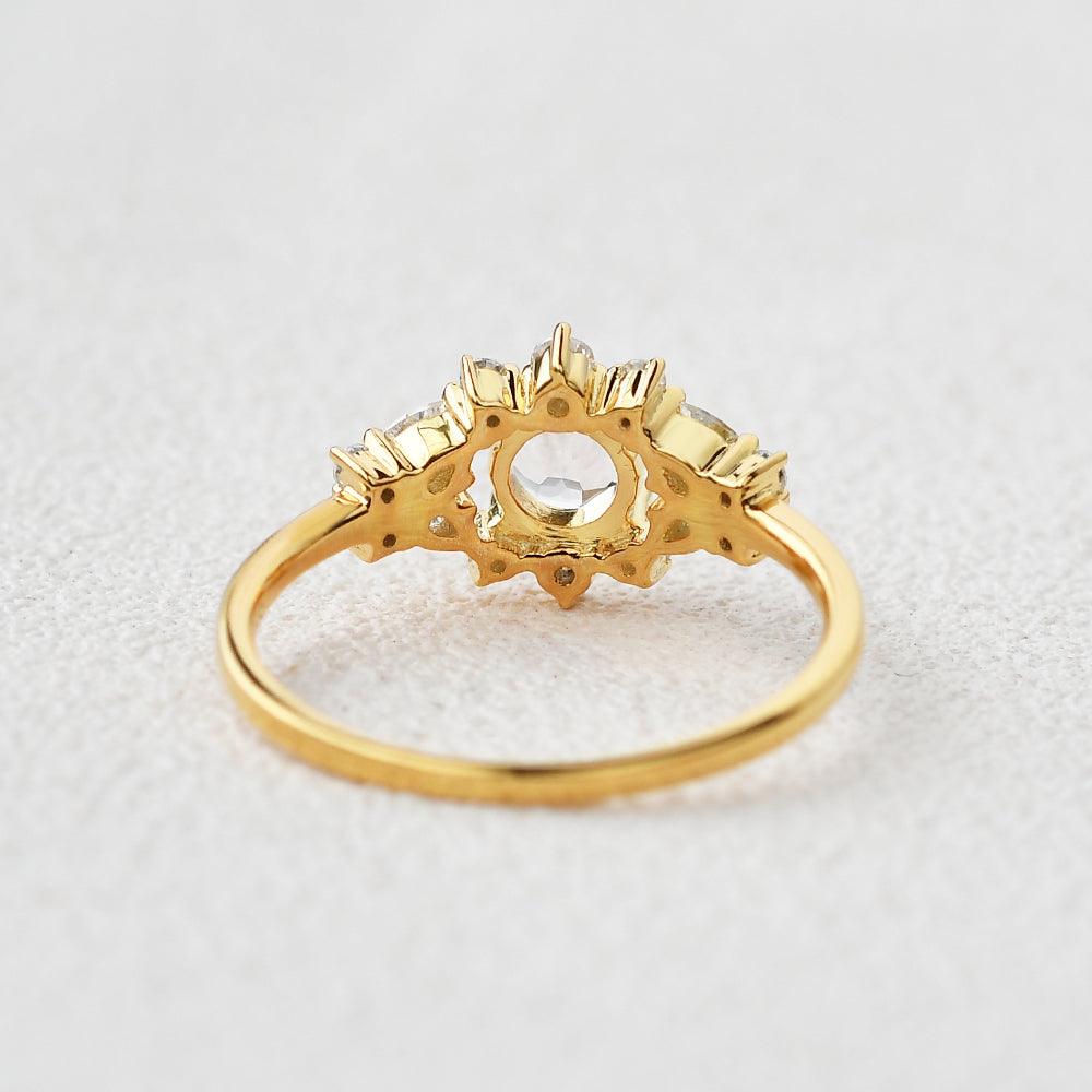 Round Cut Morganite Vintage Inspied Yellow Gold Ring - Felicegals 丨Wedding ring 丨Fashion ring 丨Diamond ring 丨Gemstone ring--Felicegals 丨Wedding ring 丨Fashion ring 丨Diamond ring 丨Gemstone ring