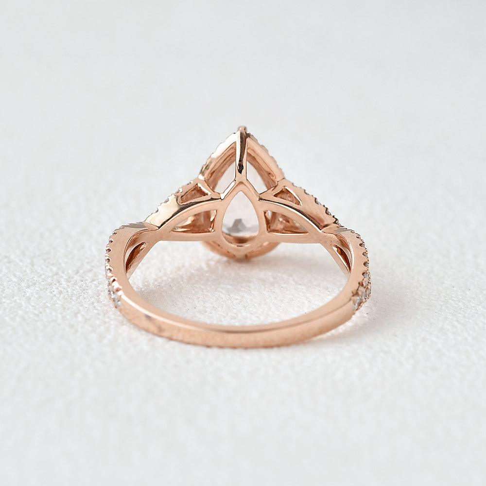 Pear Shaped Peachy Morganite Rose Gold Ring - Felicegals