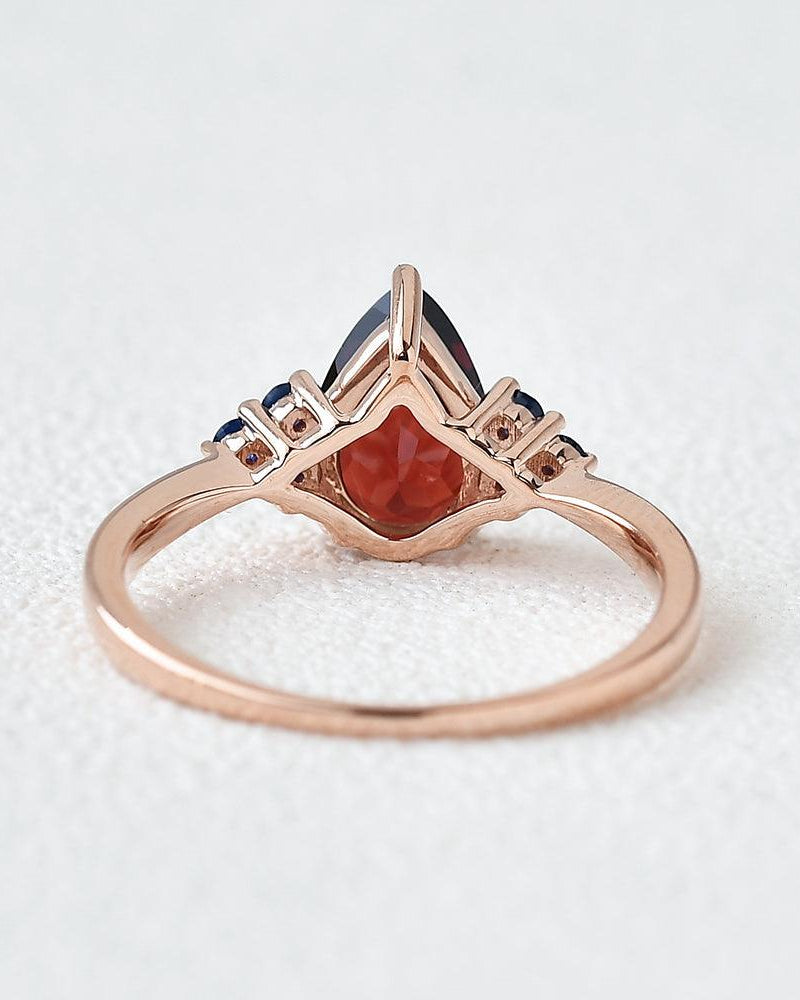 1ct Pear Shaped Garnet & Rose Gold Ring - Felicegals