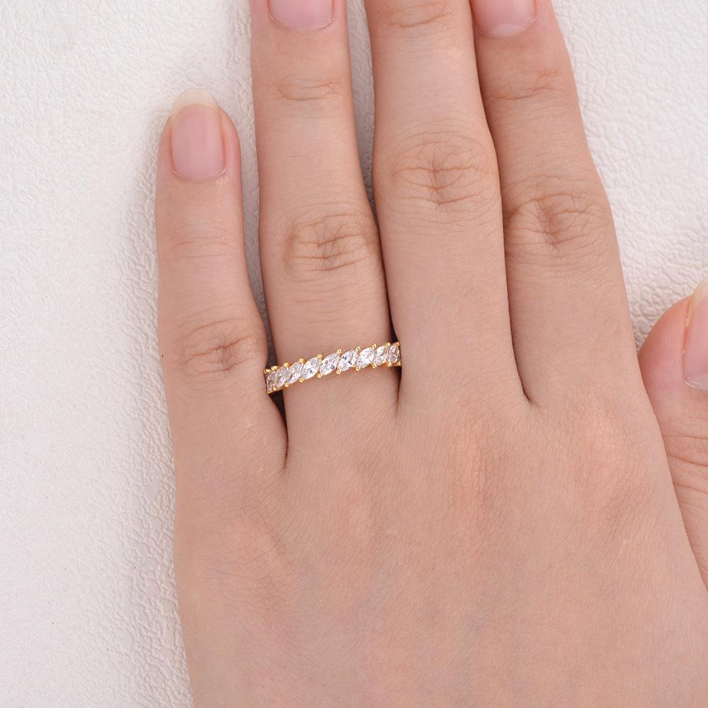 Unique Marquise Cut Moissanite Wedding Band - Felicegals