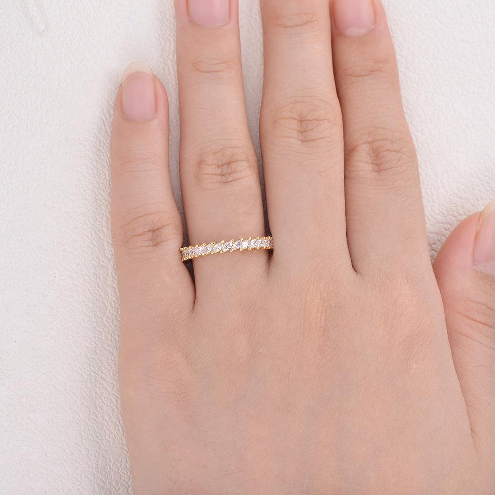 Unique Marquise Cut Moissanite Wedding Band - Felicegals