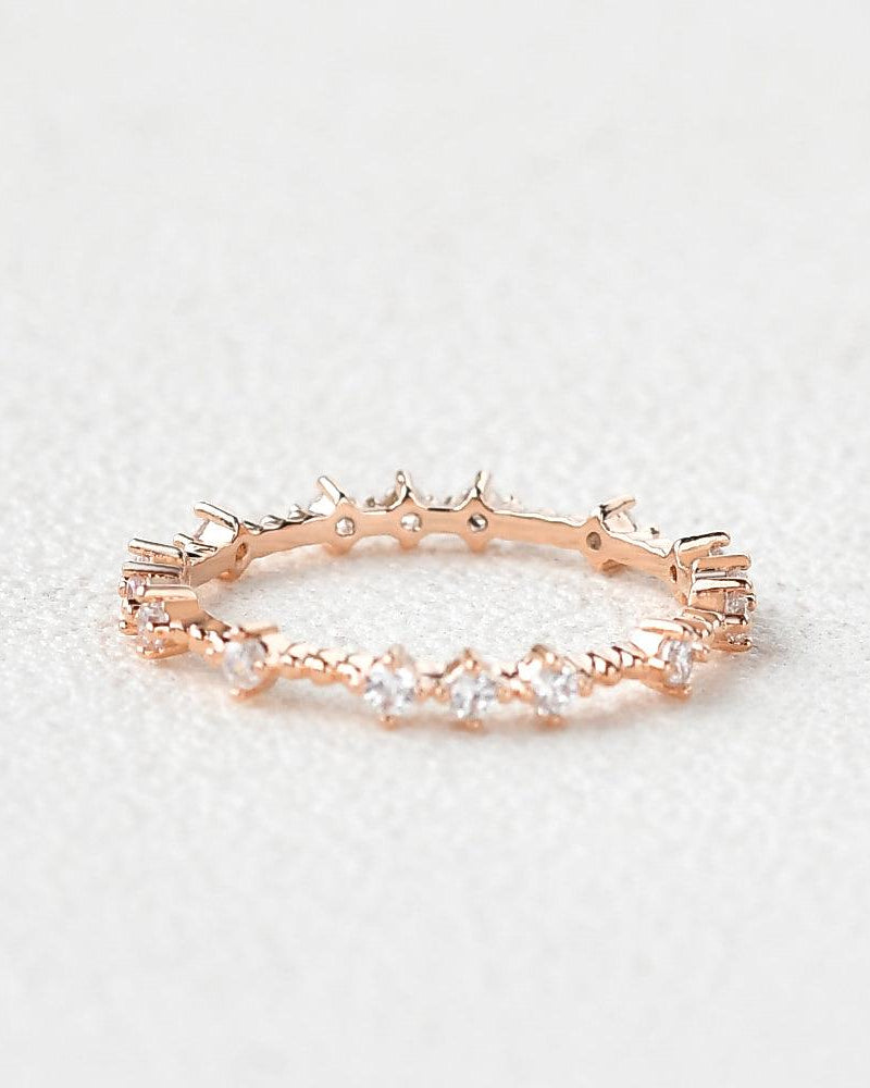 Moissanite Cluster Wedding Band Ring - Felicegals 丨Wedding ring 丨Fashion ring 丨Diamond ring 丨Gemstone ring-Jewelry-Felicegals