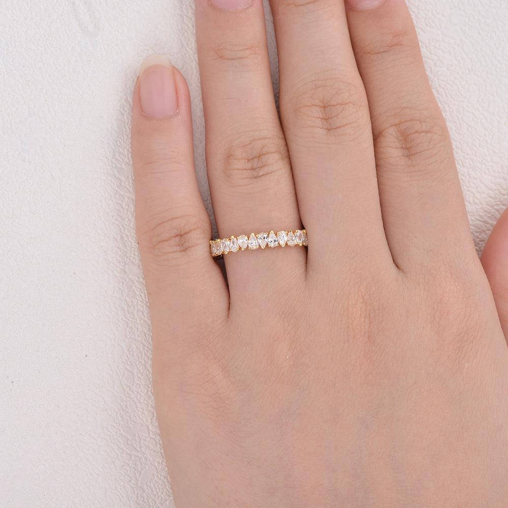 Pear Shaped Moissanite Wedding Band - Felicegals