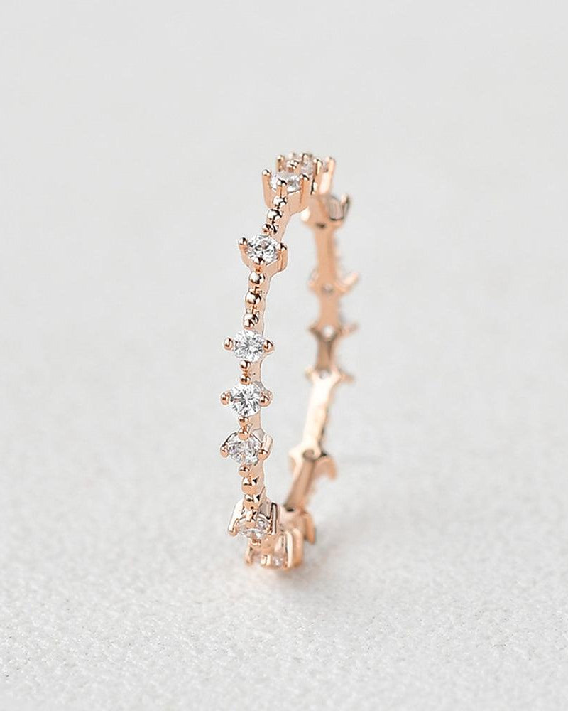 Moissanite Cluster Wedding Band Ring - Felicegals 丨Wedding ring 丨Fashion ring 丨Diamond ring 丨Gemstone ring-Jewelry-Felicegals