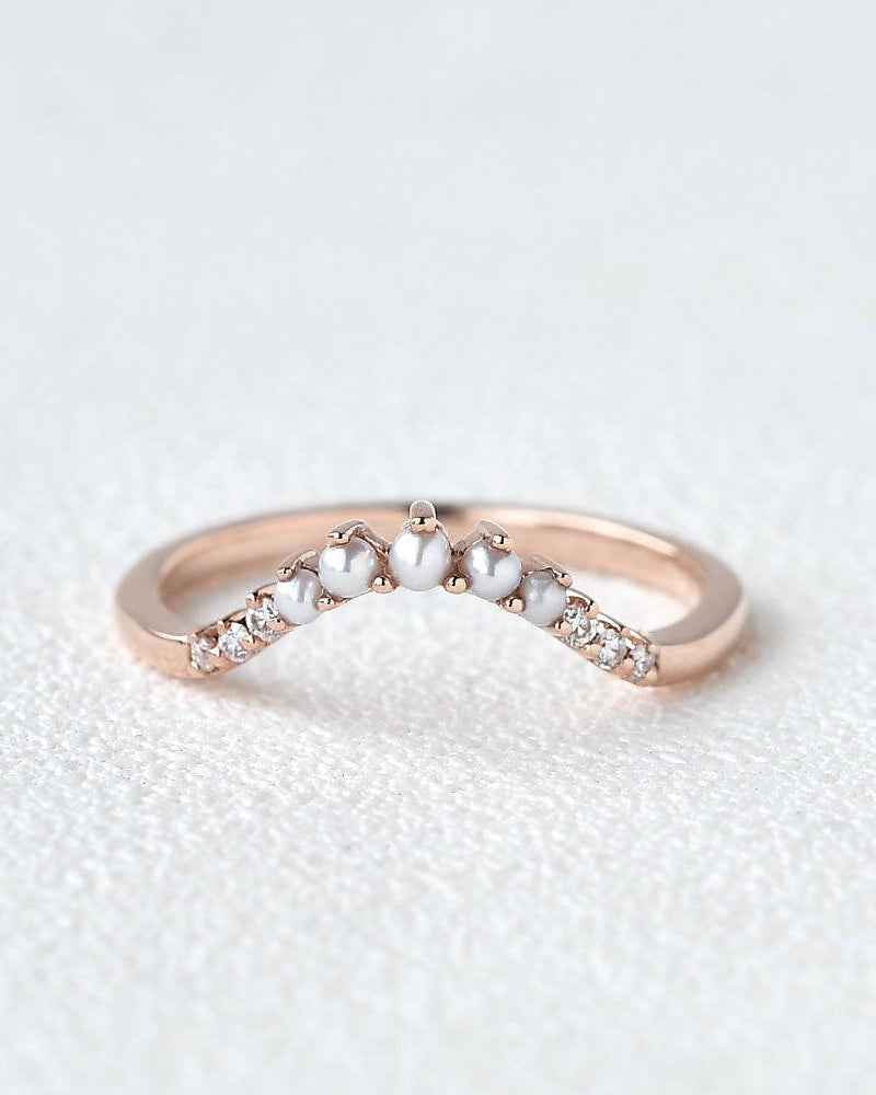 Nature Pearl & Moissanite Matching Ring - Felicegals