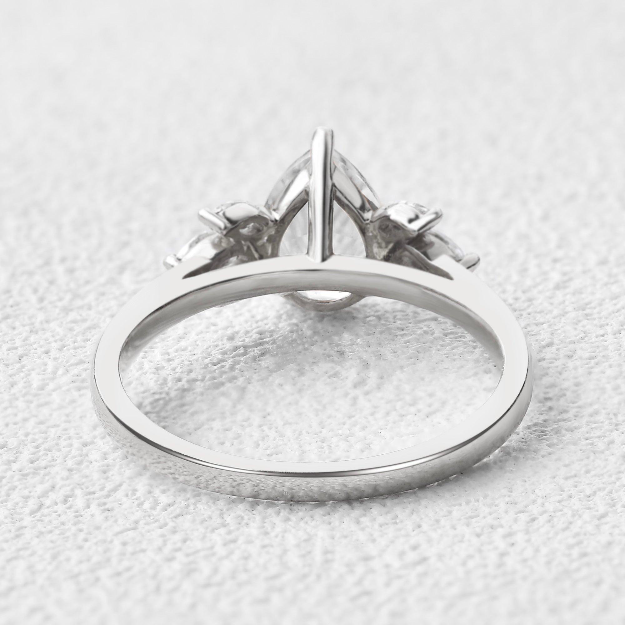 1.5ct Pear Shaped Moissanite Butterfly Cluster Ring - Felicegals 丨Wedding ring 丨Fashion ring 丨Diamond ring 丨Gemstone ring