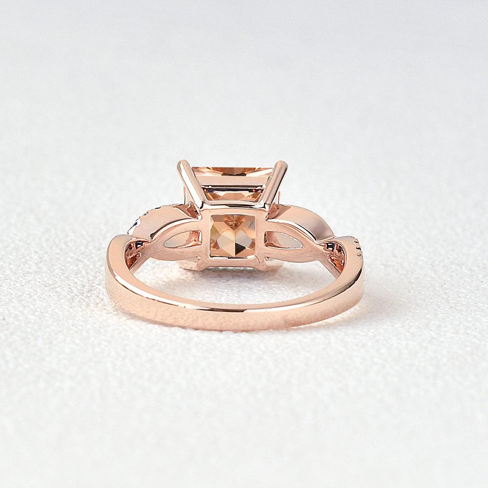 Princess Cut Morganite & Sapphire Infinity Rose Gold Ring - Felicegals 丨Wedding ring 丨Fashion ring 丨Diamond ring 丨Gemstone ring--Felicegals