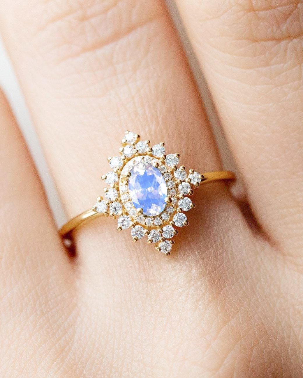 Moonstone & Moissanite Dynasty Ring - Felicegals