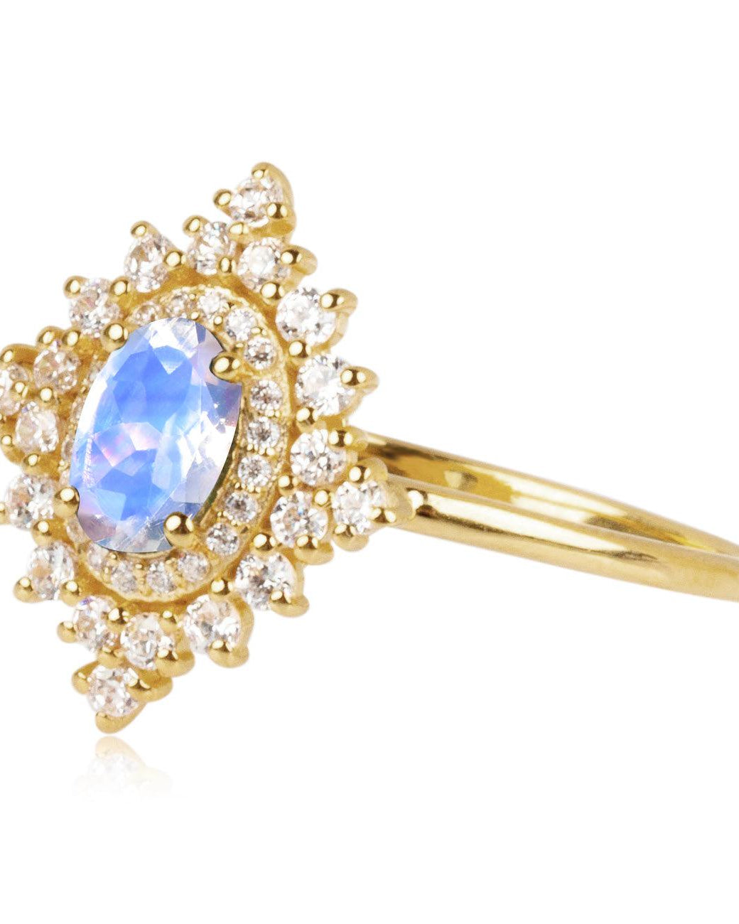 Moonstone & Moissanite Dynasty Ring - Felicegals