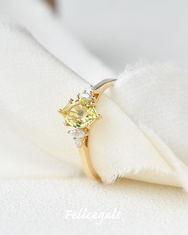 Citrine & Moissanite Yellow Gold Ring - Felicegals