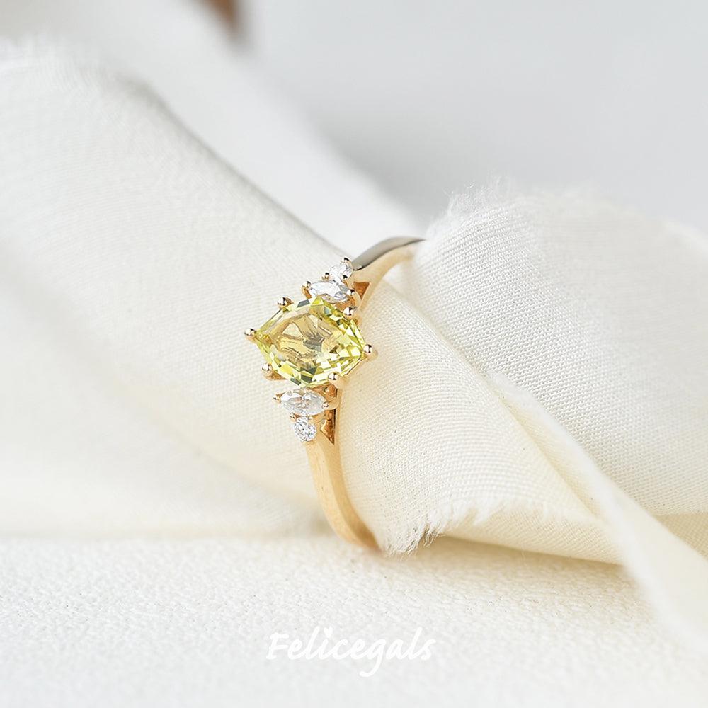 Citrine & Moissanite Yellow Gold Ring - Felicegals