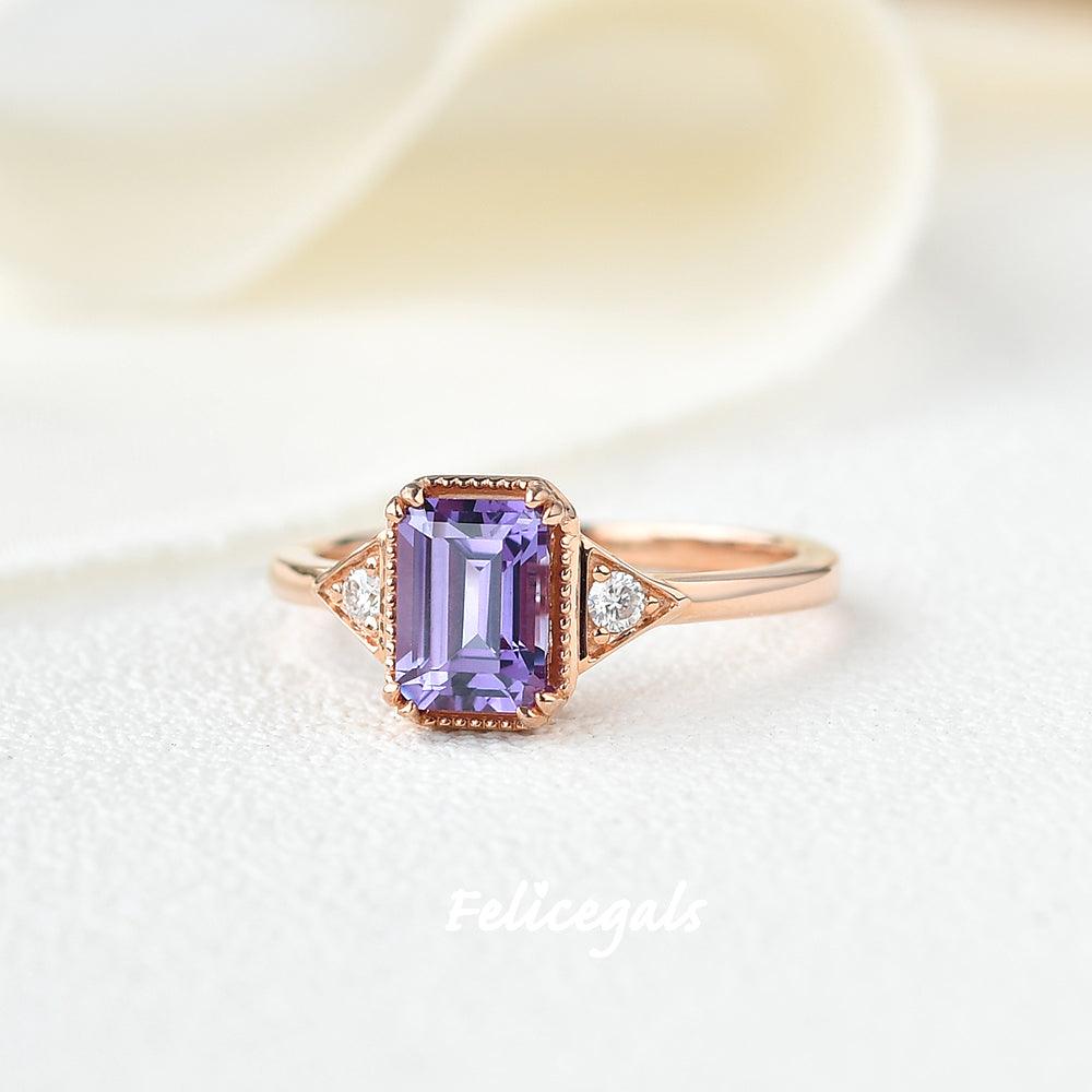 Amethyst Rose Gold Ring - Felicegals