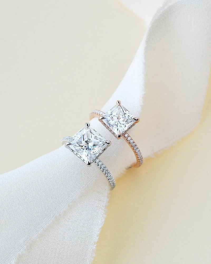 Princess Cut Moissanite Engagement Ring - Felicegals