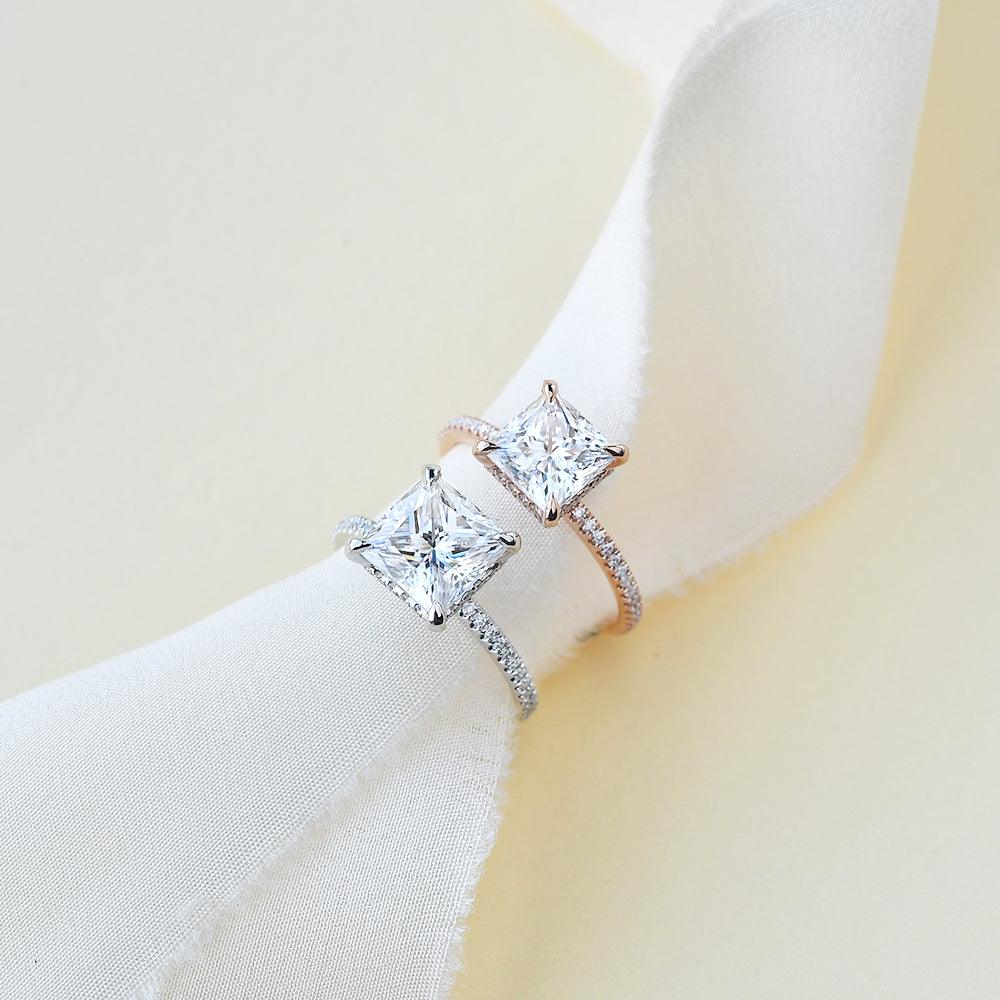Princess Cut Moissanite Engagement Ring - Felicegals