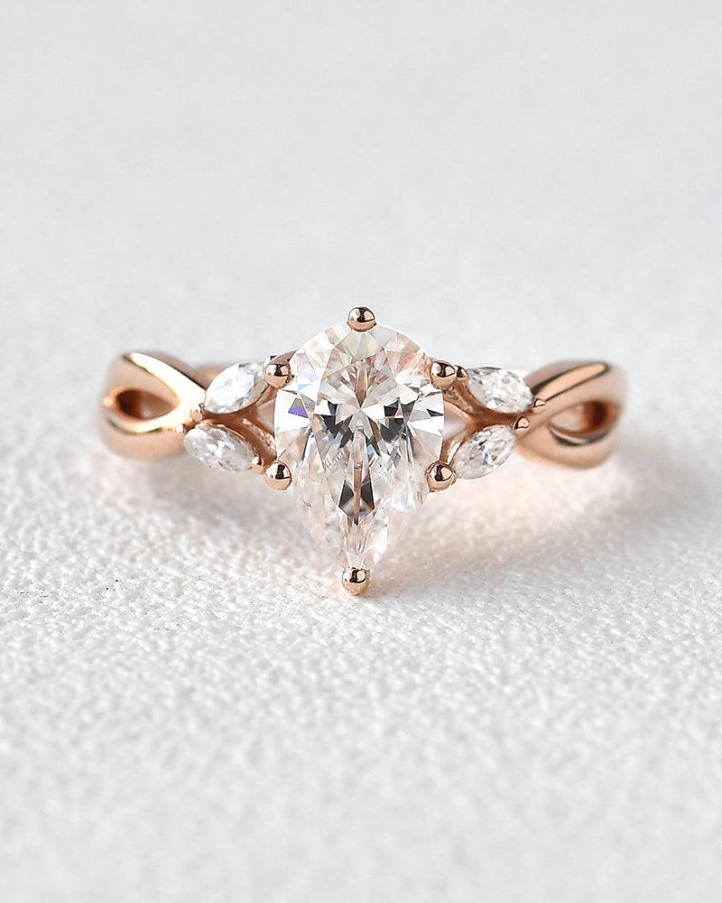 Pear Shaped Moissanite 6 Prongs Ring - Felicegals