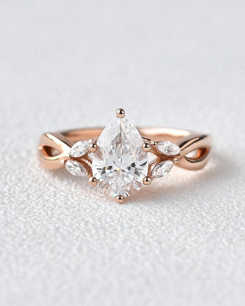 Pear Shaped Moissanite 6 Prongs Ring - Felicegals