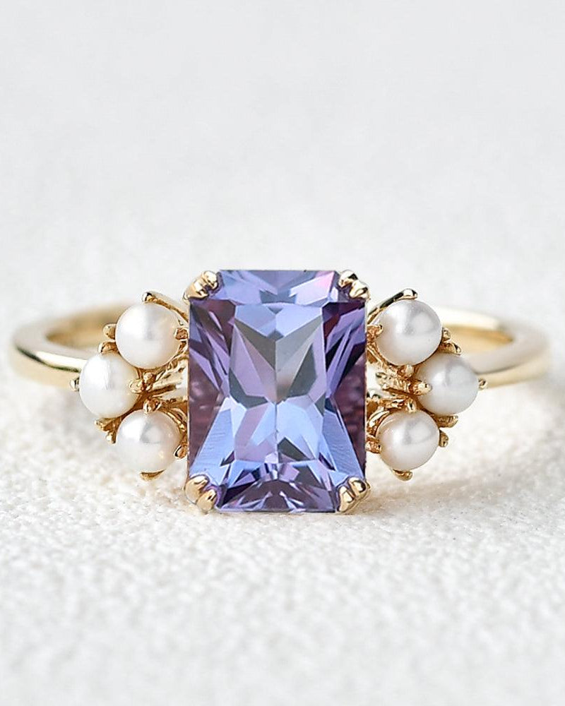 Alexandrite & Pearl Yellow Gold Ring - Felicegals