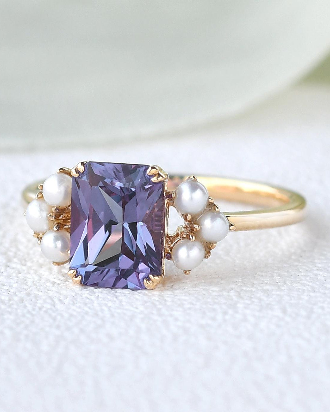 Alexandrite & Pearl Yellow Gold Ring - Felicegals