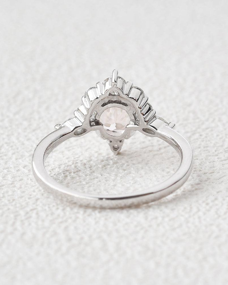 Morganite & Moissanite Cluster Engagement Ring - Felicegals