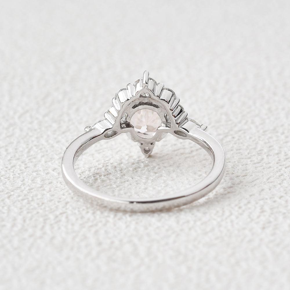 Morganite & Moissanite Cluster Engagement Ring - Felicegals