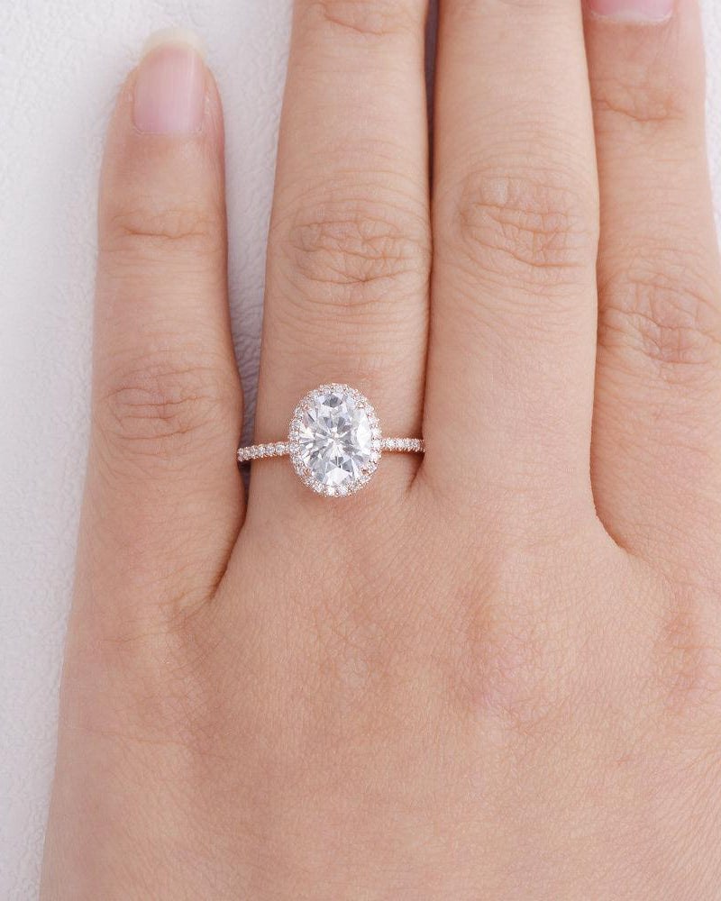 2ct Oval Colorless Moissanite Rose Gold Ring - Felicegals