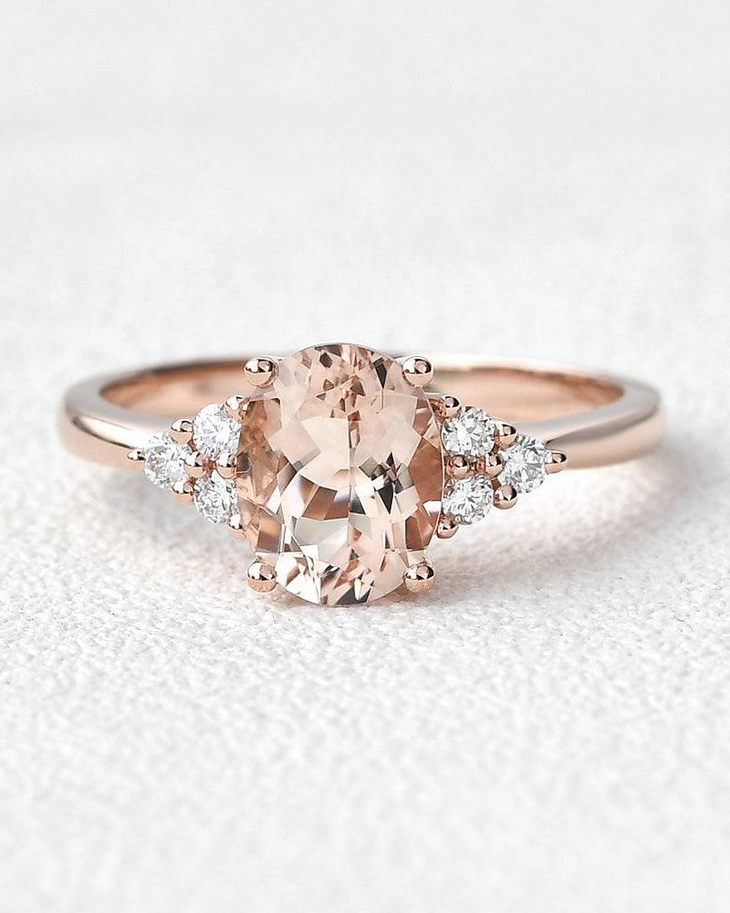 1.7ct Morganite Oval Classic Rose Gold Ring - Felicegals