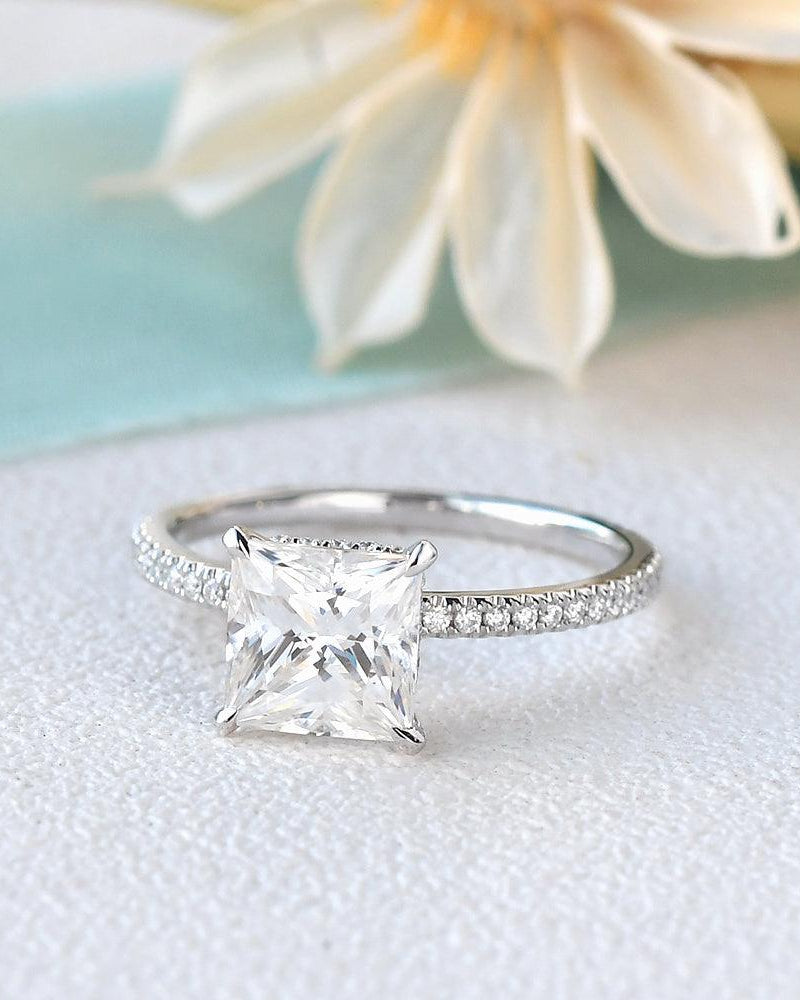 Princess Cut Moissanite Engagement Ring - Felicegals