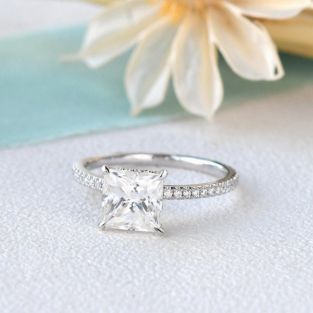 Princess Cut Moissanite Engagement Ring - Felicegals