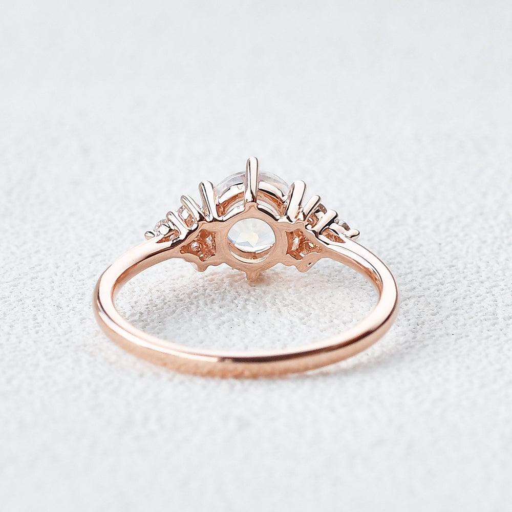 Blue Moonstone & Moissanite Rose Gold Ring - Felicegals