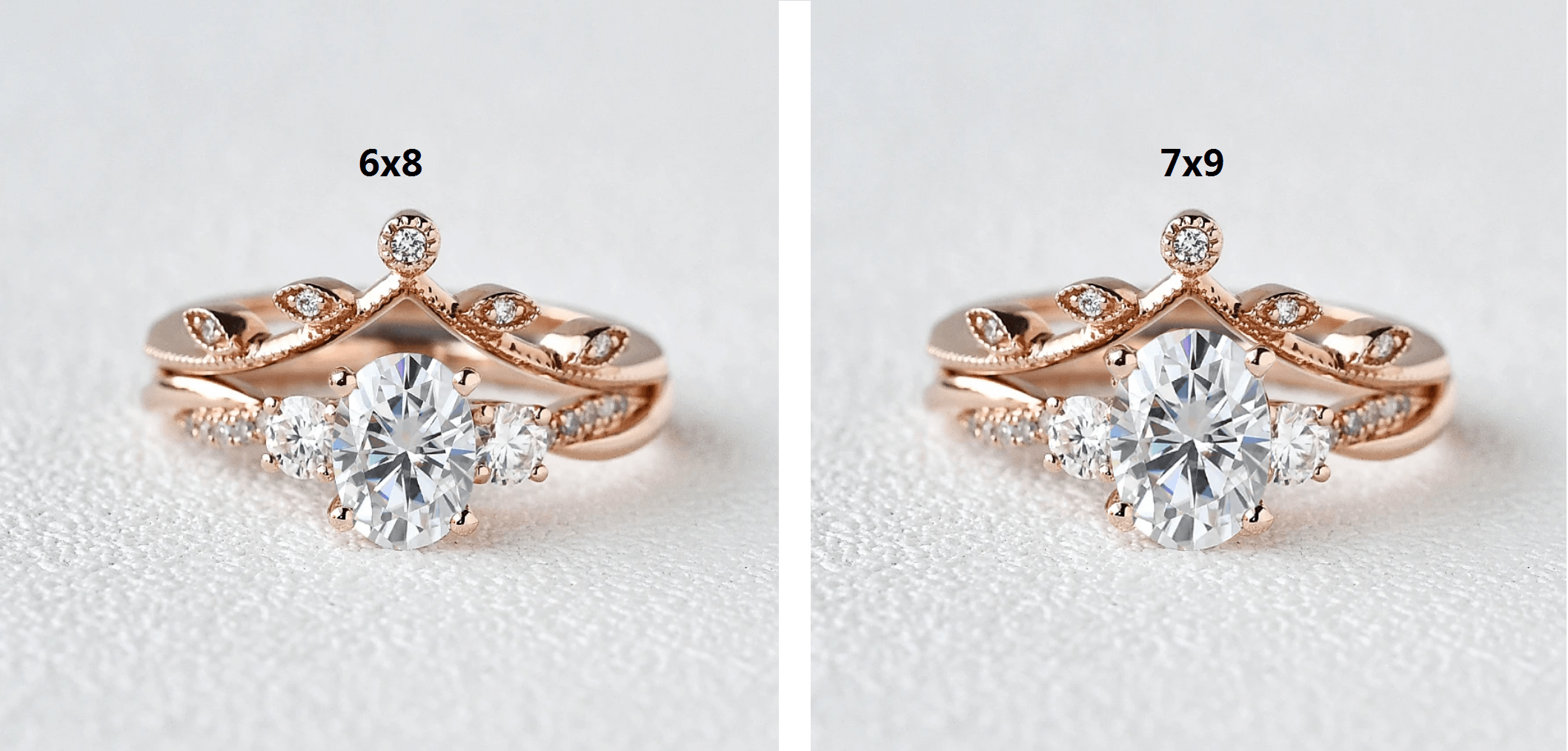 Custom ring for emilyhu 2ct Moissanite Set 2pcs Unique Ring / 5 / Solid 14K White Gold - Felicegals