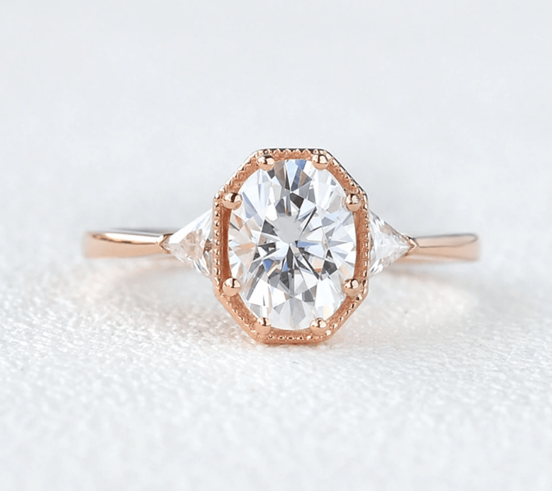 Custom ring for kristhomas 2ct Geometric Moissanite 14K Gold Vintage Ring - Felicegals