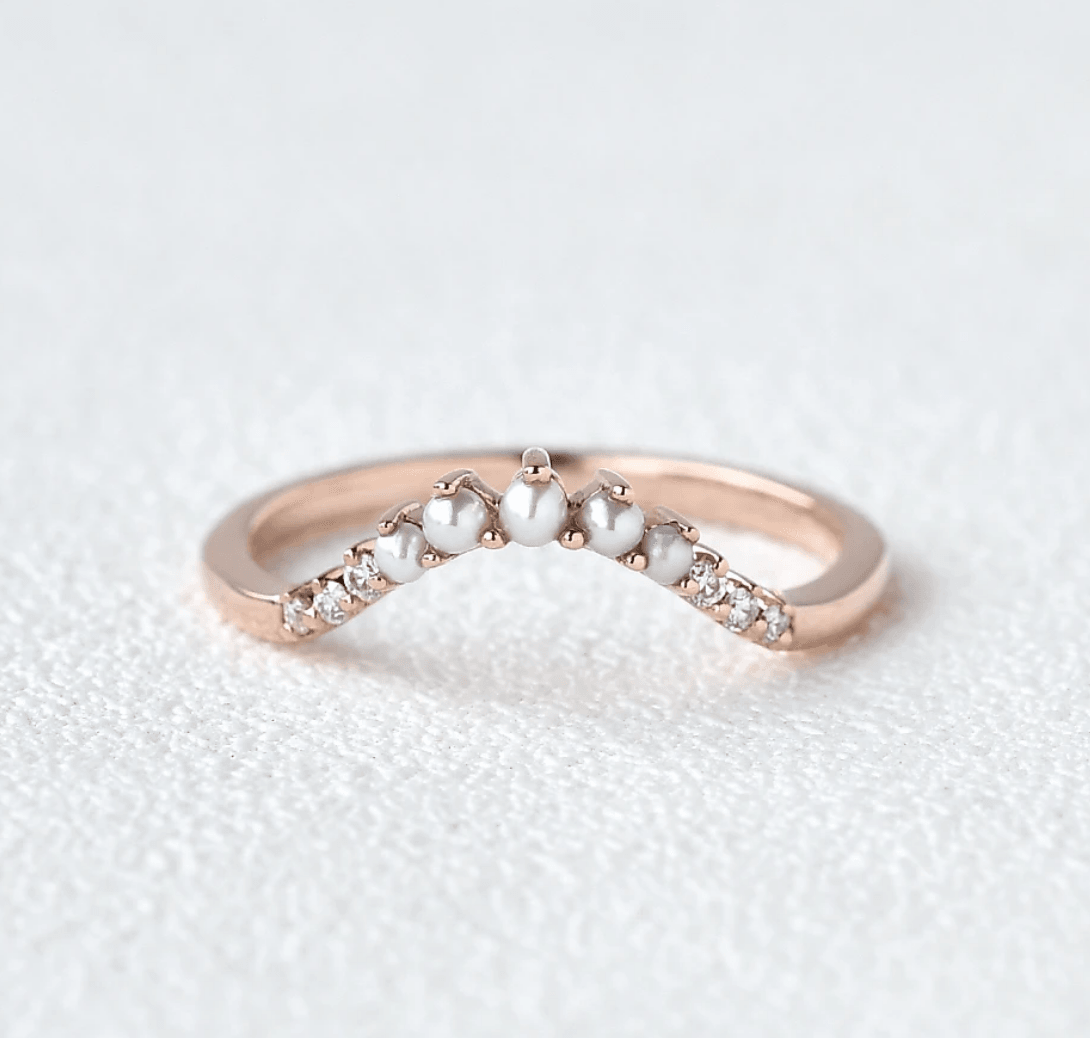 Custom ring for Tamara Schuler Nature Pearl & Moissanite Matching Ring - Felicegals