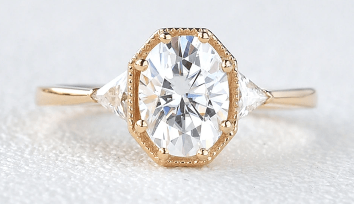 Custom ring for mattglaviano / 2ct Geometric Moissanite Yellow Gold Vintage Ring / 7/Solid 18K Yellow Gold - Felicegals