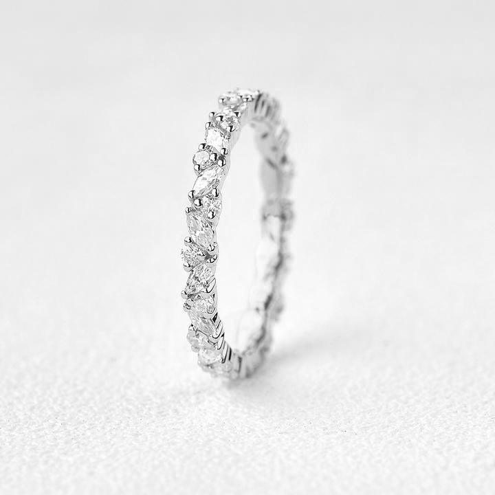 Moissanite Cluster Wedding Band Ring - Felicegals