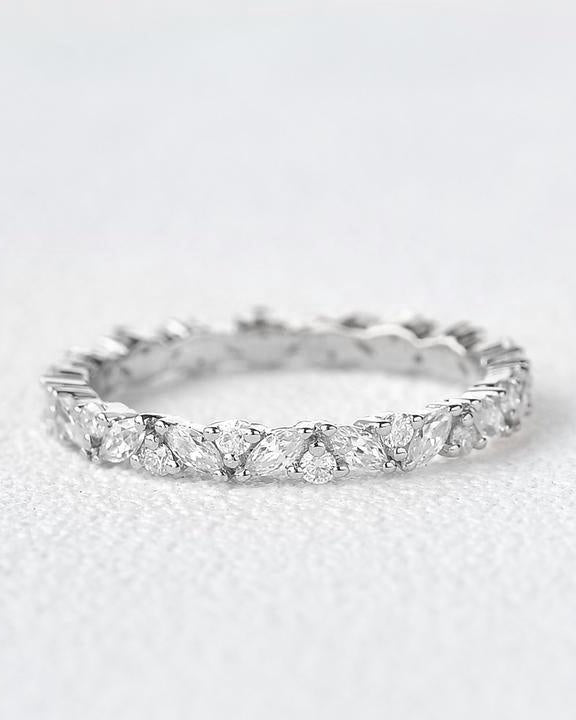Moissanite Cluster Wedding Band Ring - Felicegals