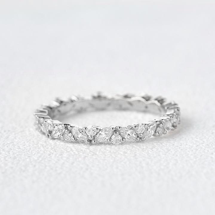 Moissanite Cluster Wedding Band Ring - Felicegals
