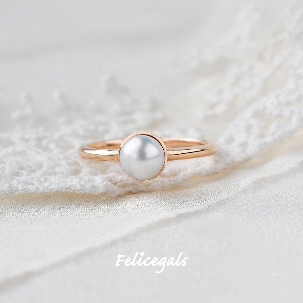 Natural Akoya Pearl Rose Gold Ring - Felicegals