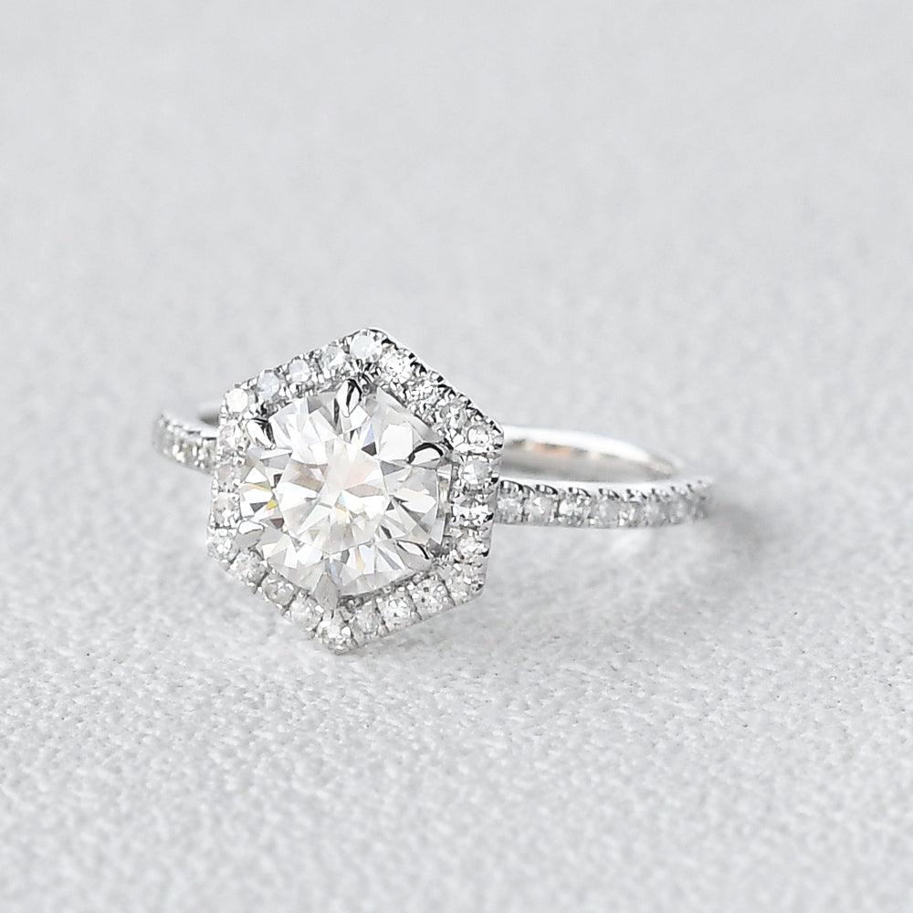 Moissanite Stacking Geometric Halo Ring - Felicegals