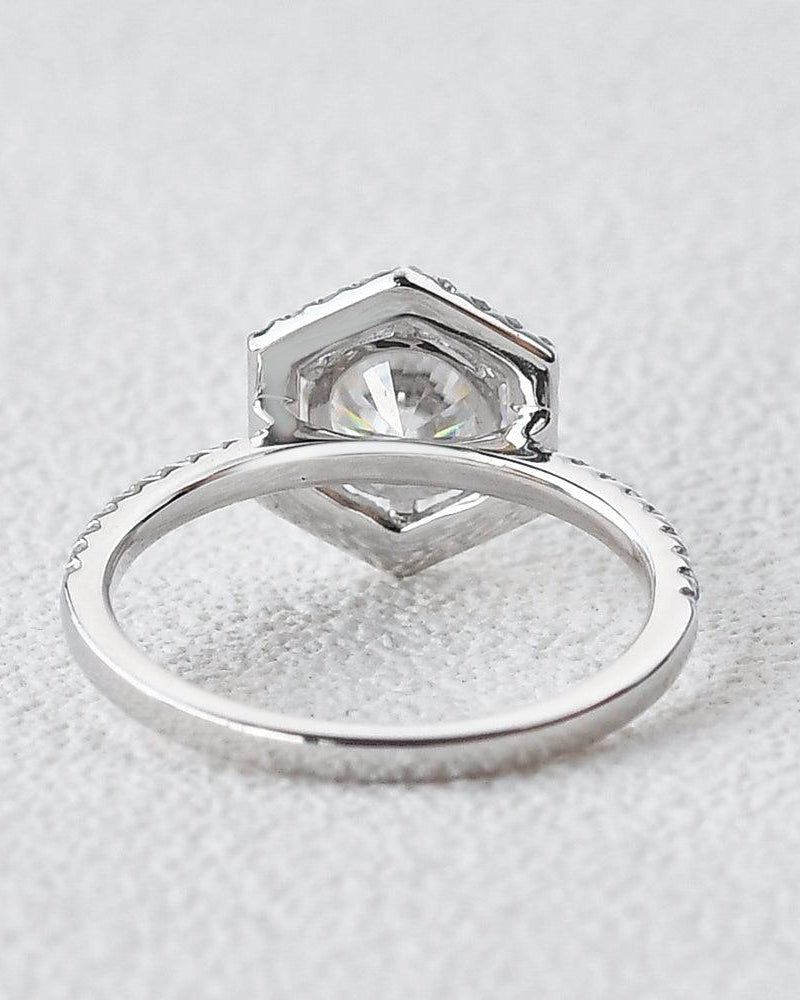 Moissanite Stacking Geometric Halo Ring - Felicegals