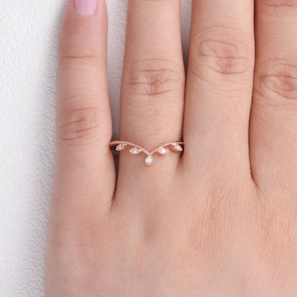 Chevron Rose Gold Moissanite Ring - Felicegals