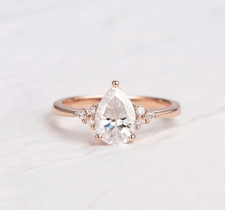 Custom ring for Brianna R Richard / Pear Shaped Moissanite Rose Gold Ring Set 2pcs/ US 3 - Felicegals 丨Wedding ring 丨Fashion ring 丨Diamond ring 丨Gemstone ring--Felicegals 丨Wedding ring 丨Fashion ring 丨Diamond ring 丨Gemstone ring