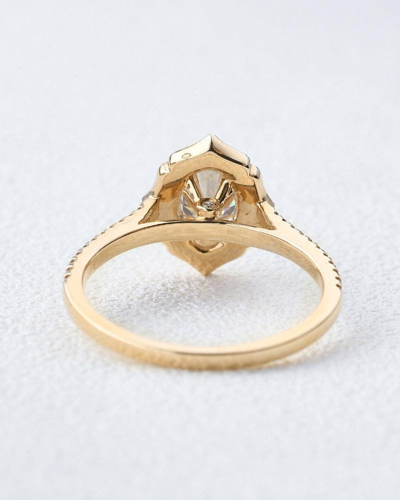 Oval Moissanite White Gold Antique Ring - Felicegals