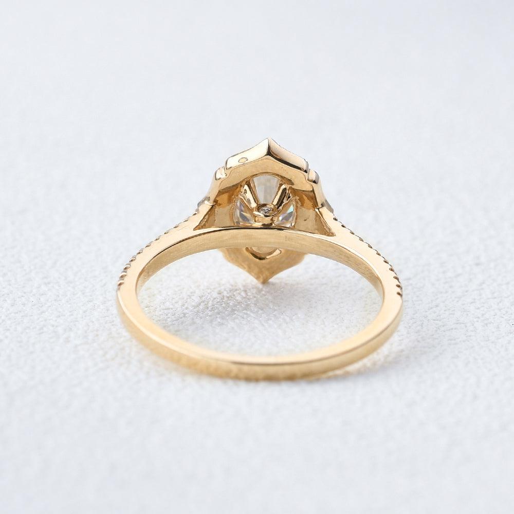 Oval Moissanite White Gold Antique Ring - Felicegals