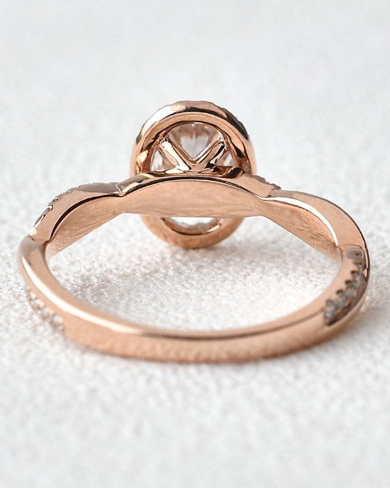 Oval 1.5ct Moissanite Rose Gold Halo Ring - Felicegals