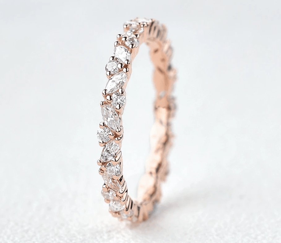 Custom ring for codypalko / Moissanite Cluster Wedding Band Ring / 10 / Solid 14K Rose Gold - Felicegals 丨Wedding ring 丨Fashion ring 丨Diamond ring 丨Gemstone ring--Felicegals 丨Wedding ring 丨Fashion ring 丨Diamond ring 丨Gemstone ring