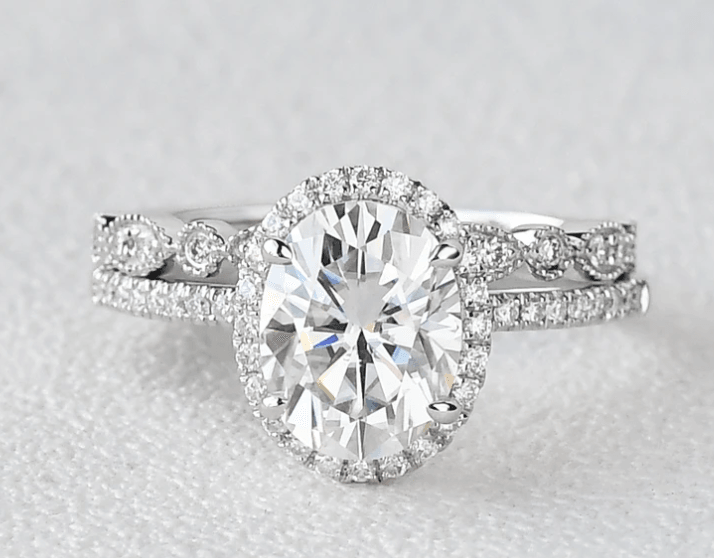 Custom ring for brittanijekel / Oval Colourless Moissanite Ring set 2pcs / 13 / Solid 14K White Gold - Felicegals 丨Wedding ring 丨Fashion ring 丨Diamond ring 丨Gemstone ring--Felicegals 丨Wedding ring 丨Fashion ring 丨Diamond ring 丨Gemstone ring