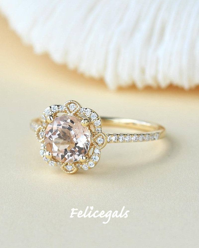 Peachy Morganite Rose Gold Ring - Felicegals