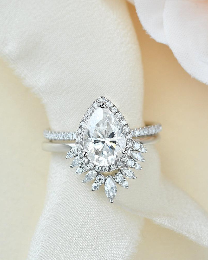 2ct Moissanite Inspired Ring Set 2pcs - Felicegals 丨Wedding ring 丨Fashion ring 丨Diamond ring 丨Gemstone ring--Felicegals