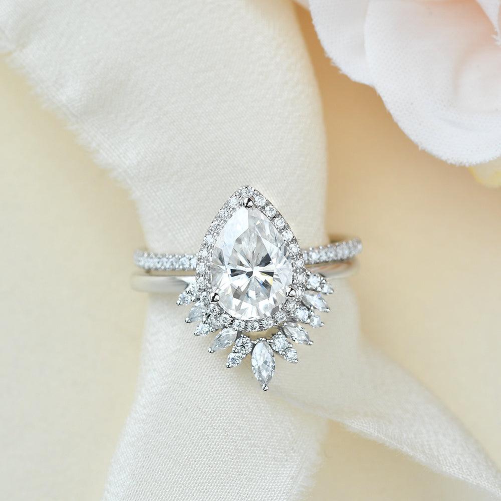 2ct Moissanite Inspired Ring Set 2pcs - Felicegals 丨Wedding ring 丨Fashion ring 丨Diamond ring 丨Gemstone ring--Felicegals
